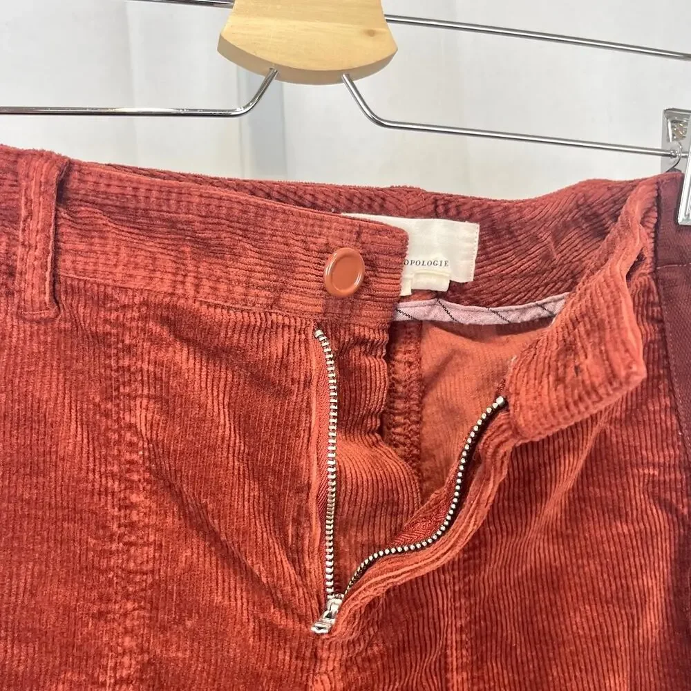 by ANTHROPOLOGIE The Richie Slim Corduroy Jogger Pants Rust Red Orange Size 6 - Picture 8 of 9